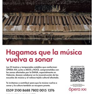 Ópera XXI, AEOS y ROCE comienzan el año con una campaña conjunta para ayudar a reconstruir el tejido musical destruido por la DANA